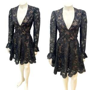 HELSI Lily Embroidered Sequin Long Sleeve Minidress Black Medium
